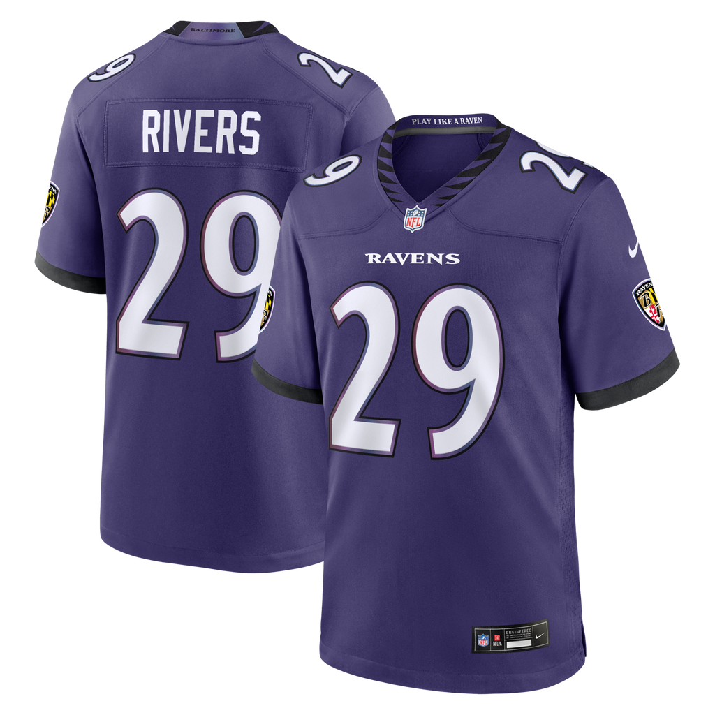 Baltimore Ravens Chandler Rivers Purple Team Game Football Jersey
