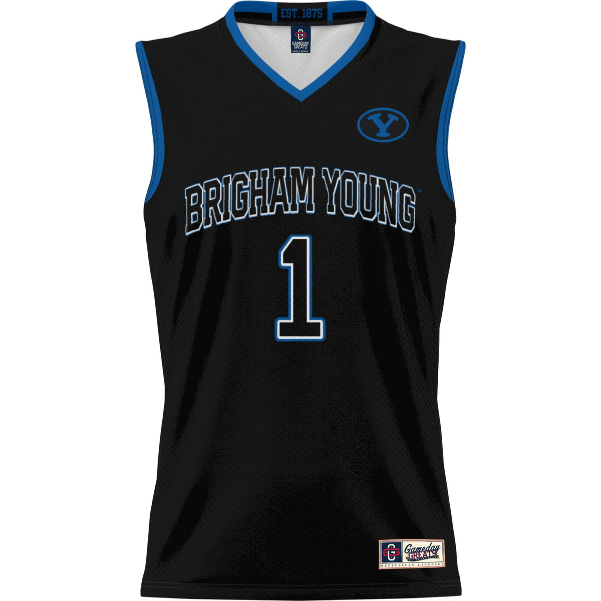 Male #1 Black BYU Cougars Lightweight Basketball Jersey