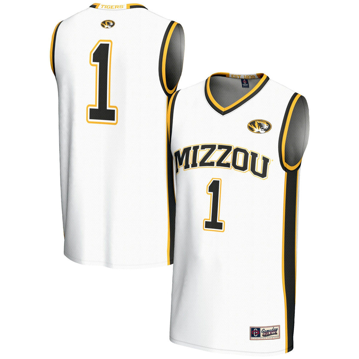 #1 White Missouri Tigers Lightweight Basketball Jersey