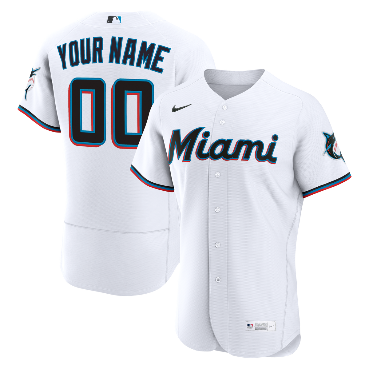 Miami Marlins White Home Custom Baseball Jersey