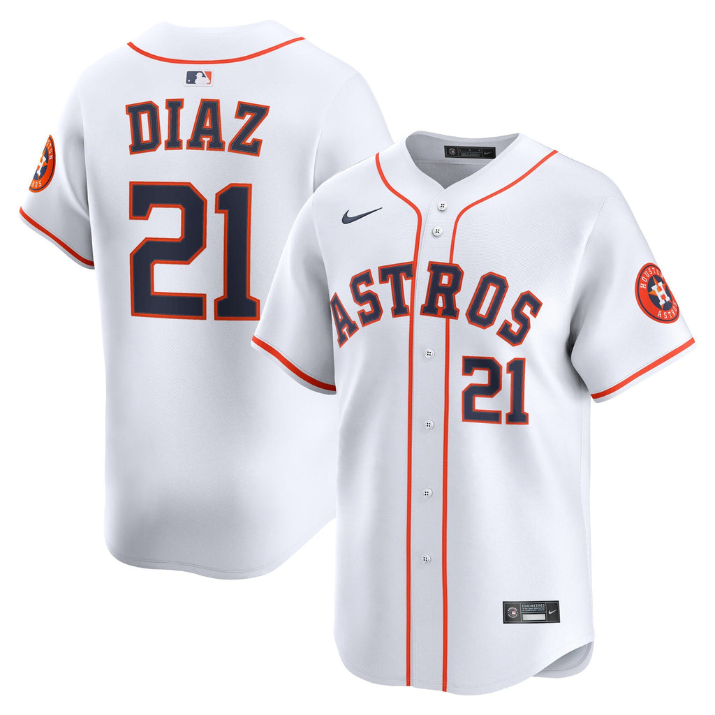 Houston Astros Yainer Diaz White Home Limited Player Baseball Jersey