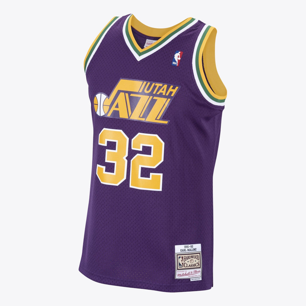 Utah Jazz Karl Malone 1991 Hardwood Classics Road Swingman Jersey by - Purple