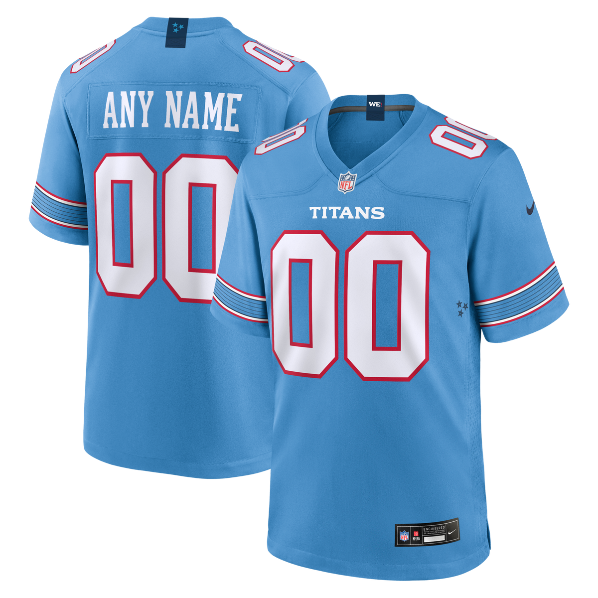 Tennessee Titans Light Blue Game Custom Football Jersey