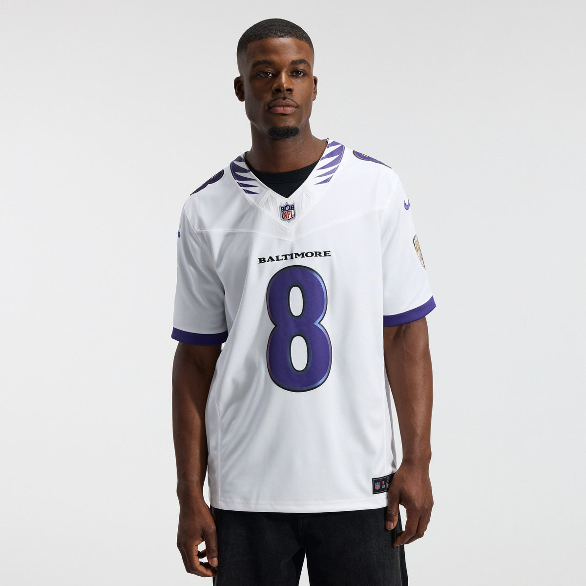Baltimore Ravens Lamar Jackson White Vapor F.U.S.E. Stitched Limited Football Jersey