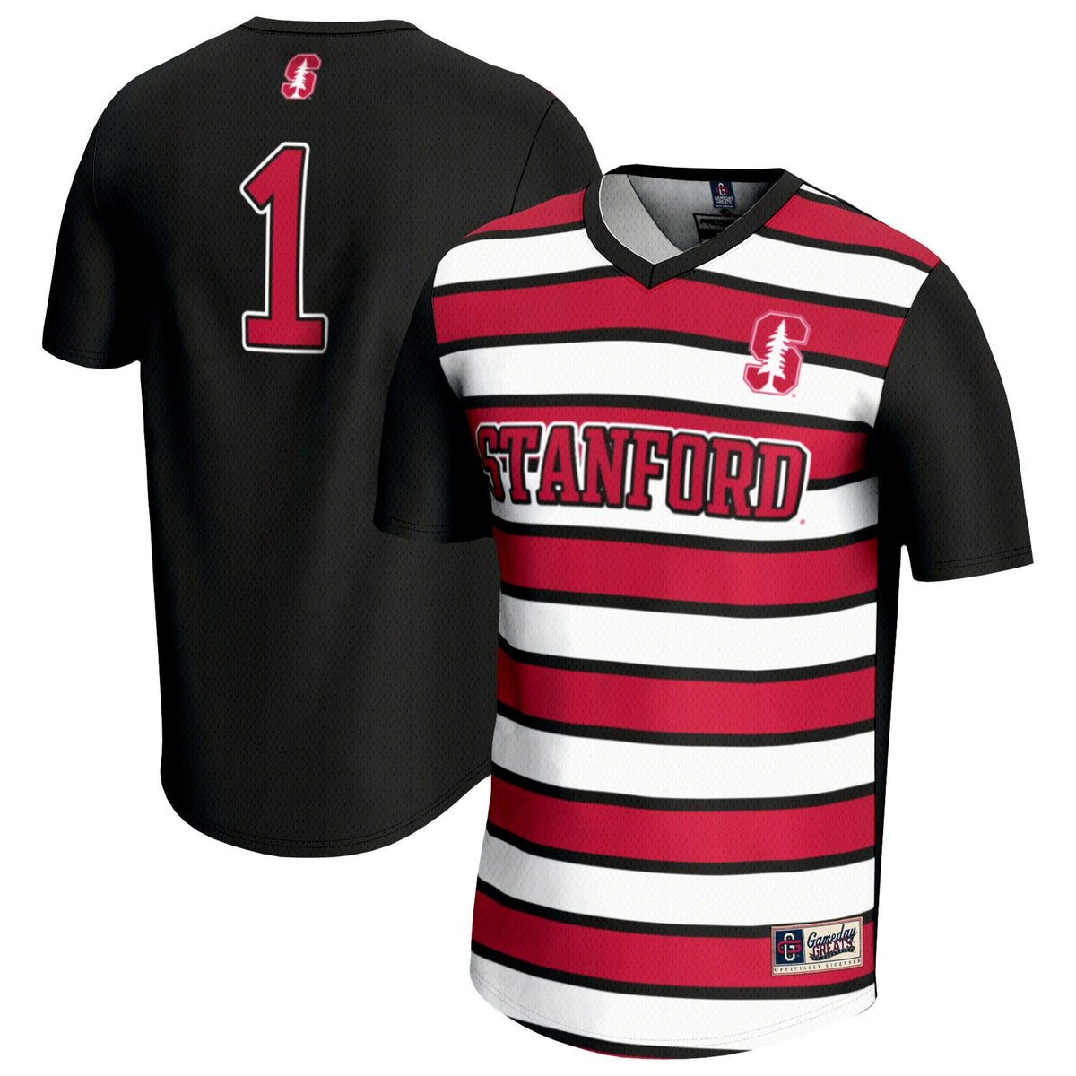 #1 Black Stanford Cardinal Lightweight Soccer Fashion Jersey