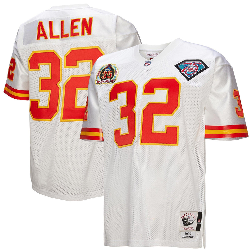 Kansas City Chiefs 1994 Marcus Allen White Throwback Retired Player Football Jersey