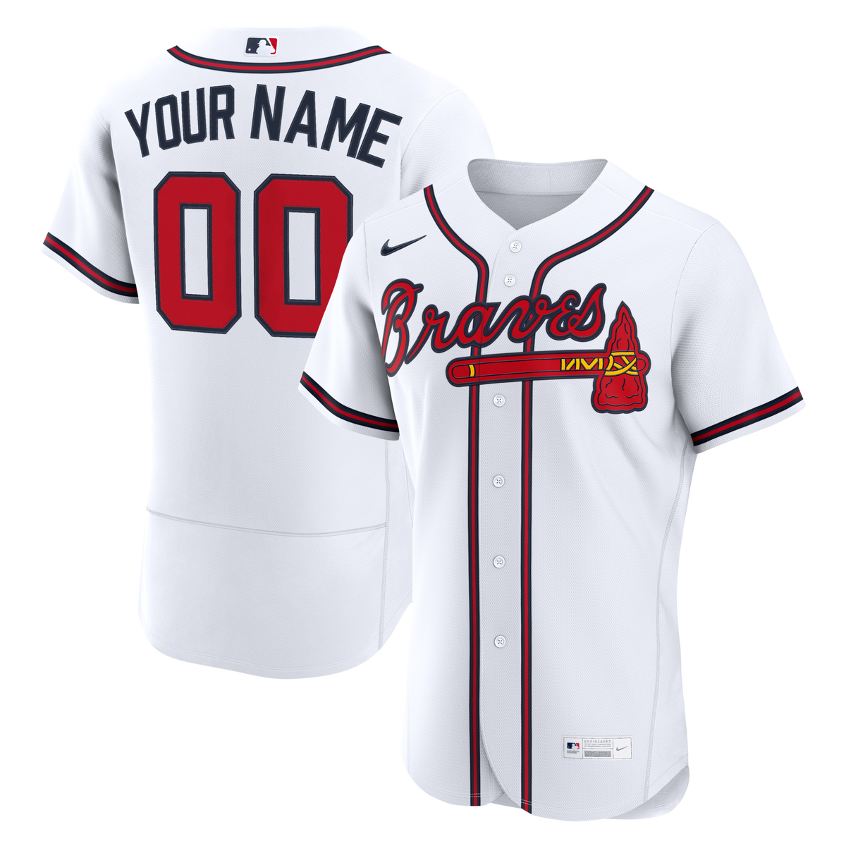 Atlanta Braves White Home Custom Baseball Jersey
