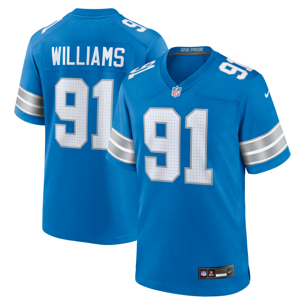 Detroit Lions Tyleik Williams Blue Team Game Football Jersey