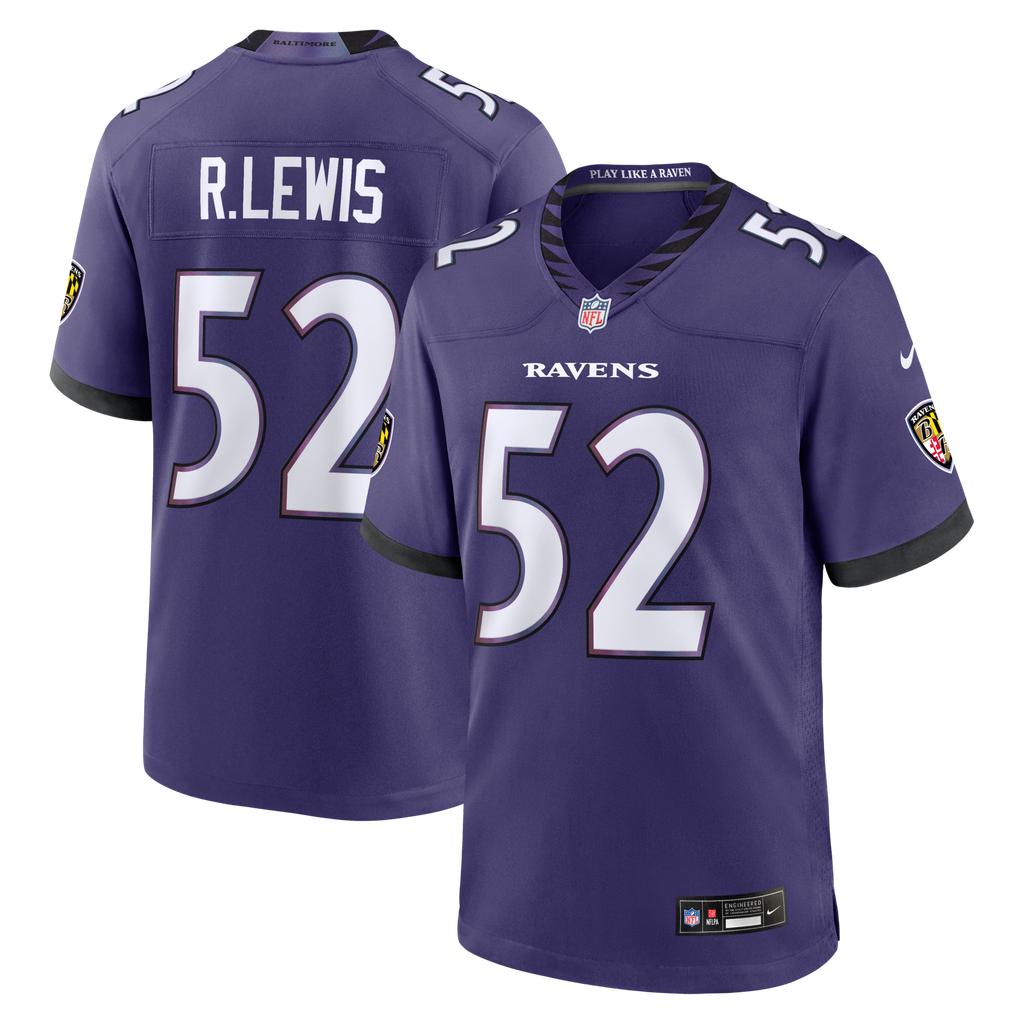 Baltimore Ravens Ray Lewis Purple Team Retired Player Game Football Jersey