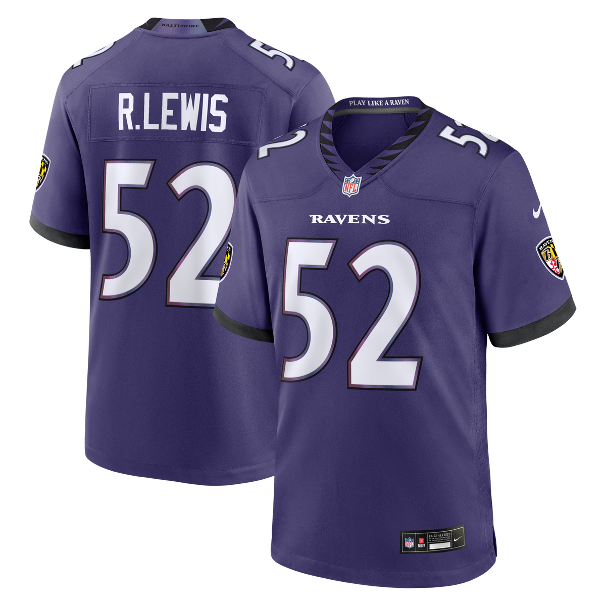 Baltimore Ravens Ray Lewis Purple Team Retired Player Game Football Jersey