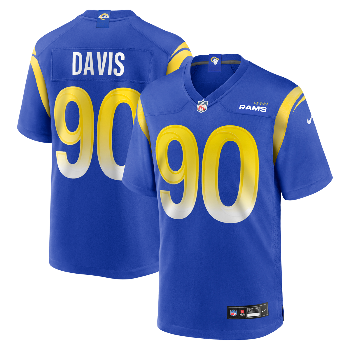 Los Angeles Rams Tyler Davis Royal Team Game Football Jersey