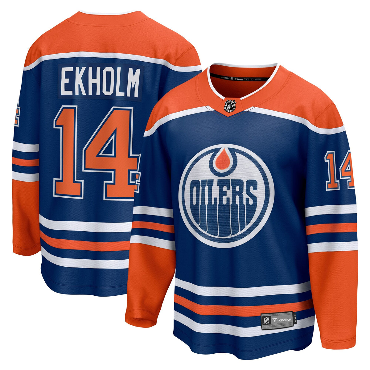 Edmonton Oilers Mattias Ekholm Royal Home Breakaway Hockey Jersey