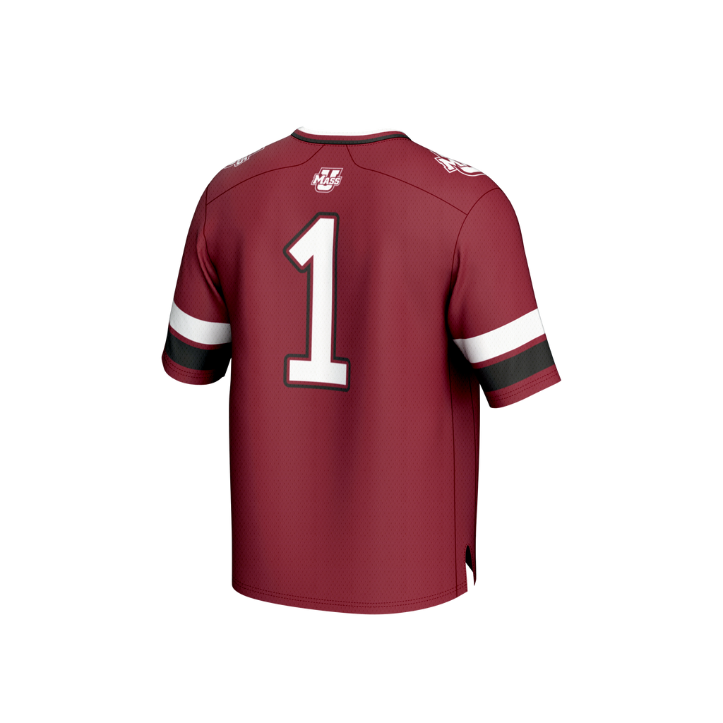 #1 UMass Minutemen Lightweight Collegiate Football Fashion Jersey - Maroon