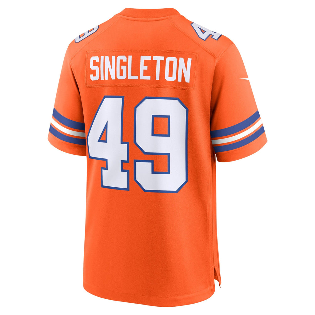 Denver Broncos Alex Singleton Orange Alternate Game Football Jersey