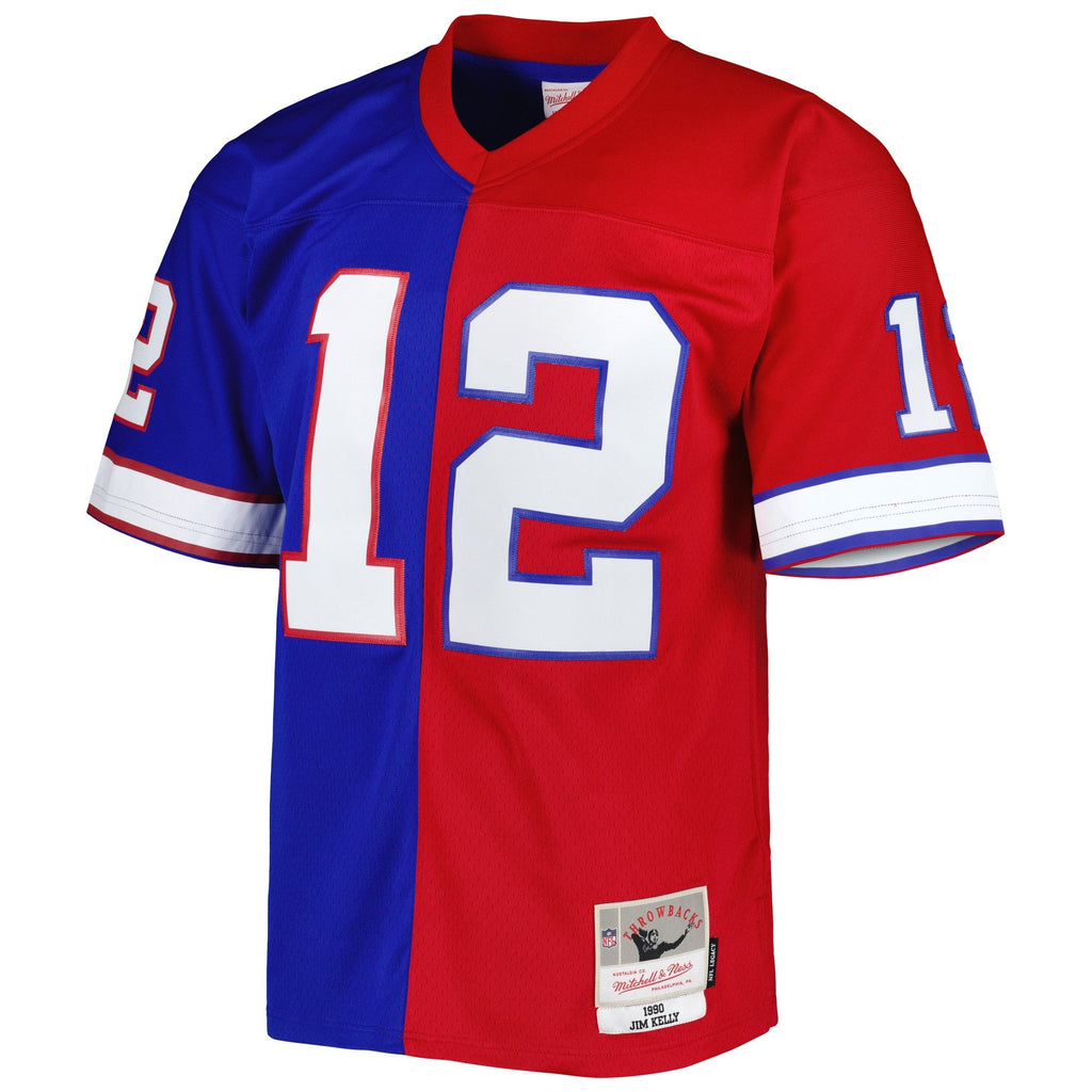 Buffalo Bills Jim Kelly Royal/Red 1990 Split Legacy Replica Football Jersey