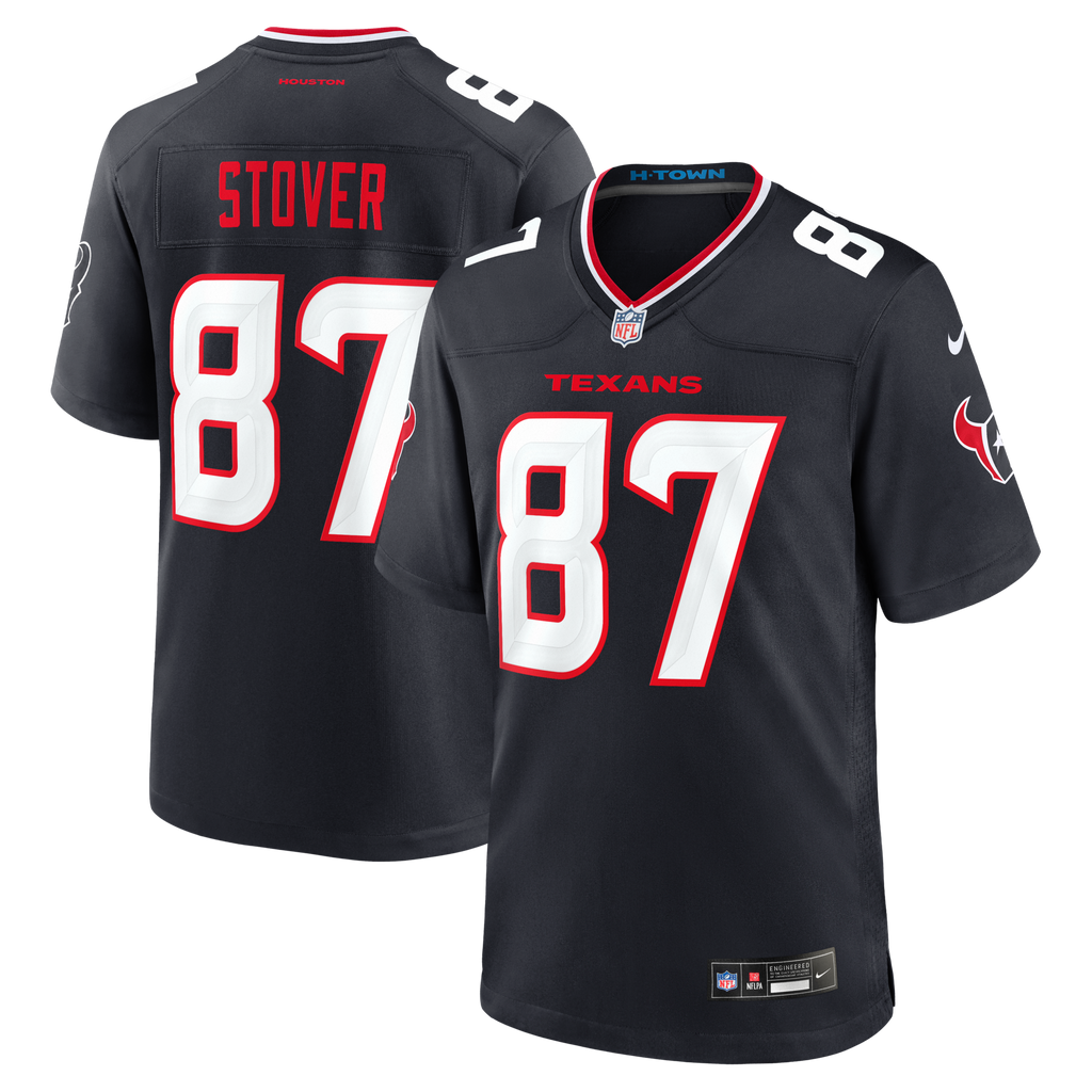 Houston Texans Cade Stover Navy Game Football Jersey