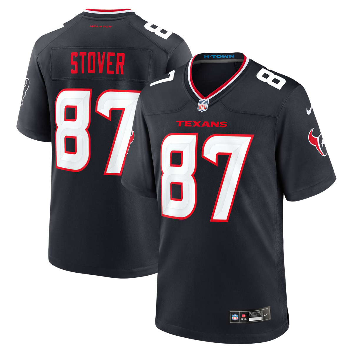 Houston Texans Cade Stover Navy Game Football Jersey