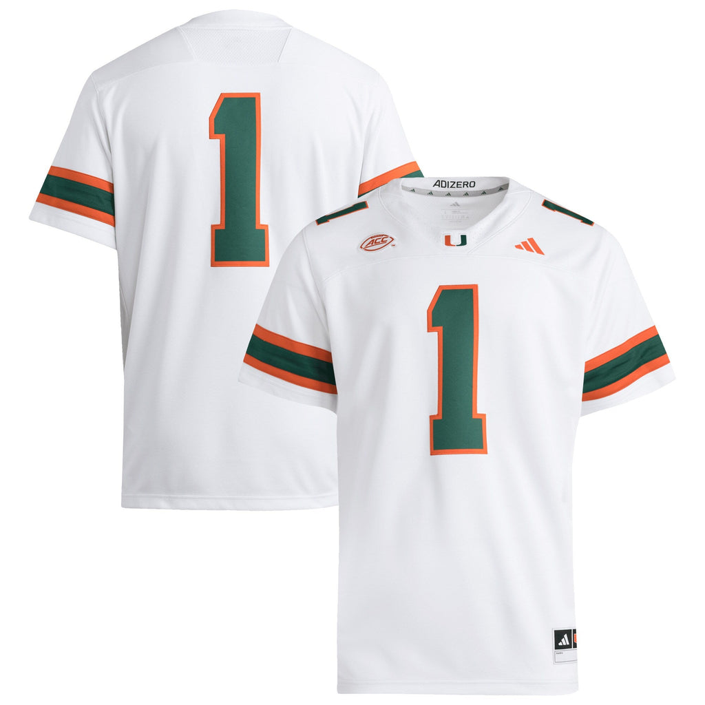 #1 White Miami Hurricanes Premier Jersey