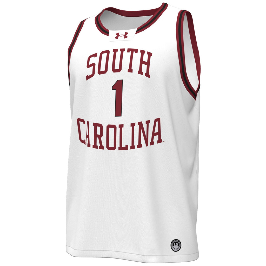 #1 White South Carolina Gamecocks Throwback Replica Basketball Jersey