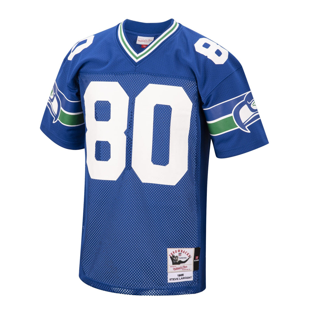 Seattle Seahawks 1985 Steve Largent Royal Throwback Retired Player Football Jersey