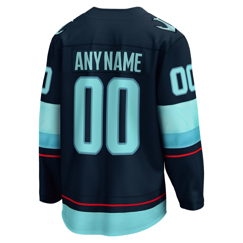 Seattle Kraken Deep Sea Blue Home Breakaway Custom Hockey Jersey