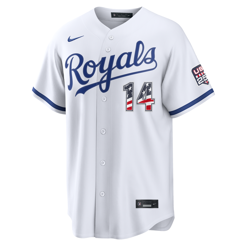 Fourth of July Kansas City Royals Jac Caglianone White USA 250 Stadium Baseball Jersey
