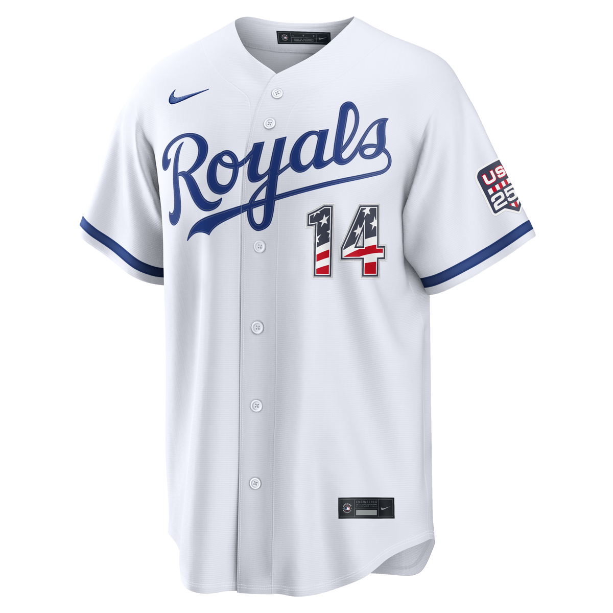 Fourth of July Kansas City Royals Jac Caglianone White USA 250 Stadium Baseball Jersey