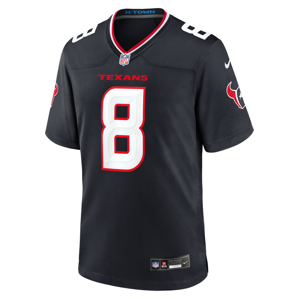 Houston Texans Cade Stover Navy Team Game Football Jersey