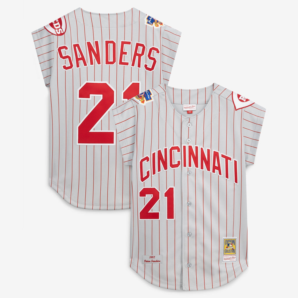 Cincinnati Reds Deion Sanders Gray 1997 Baseball Jersey