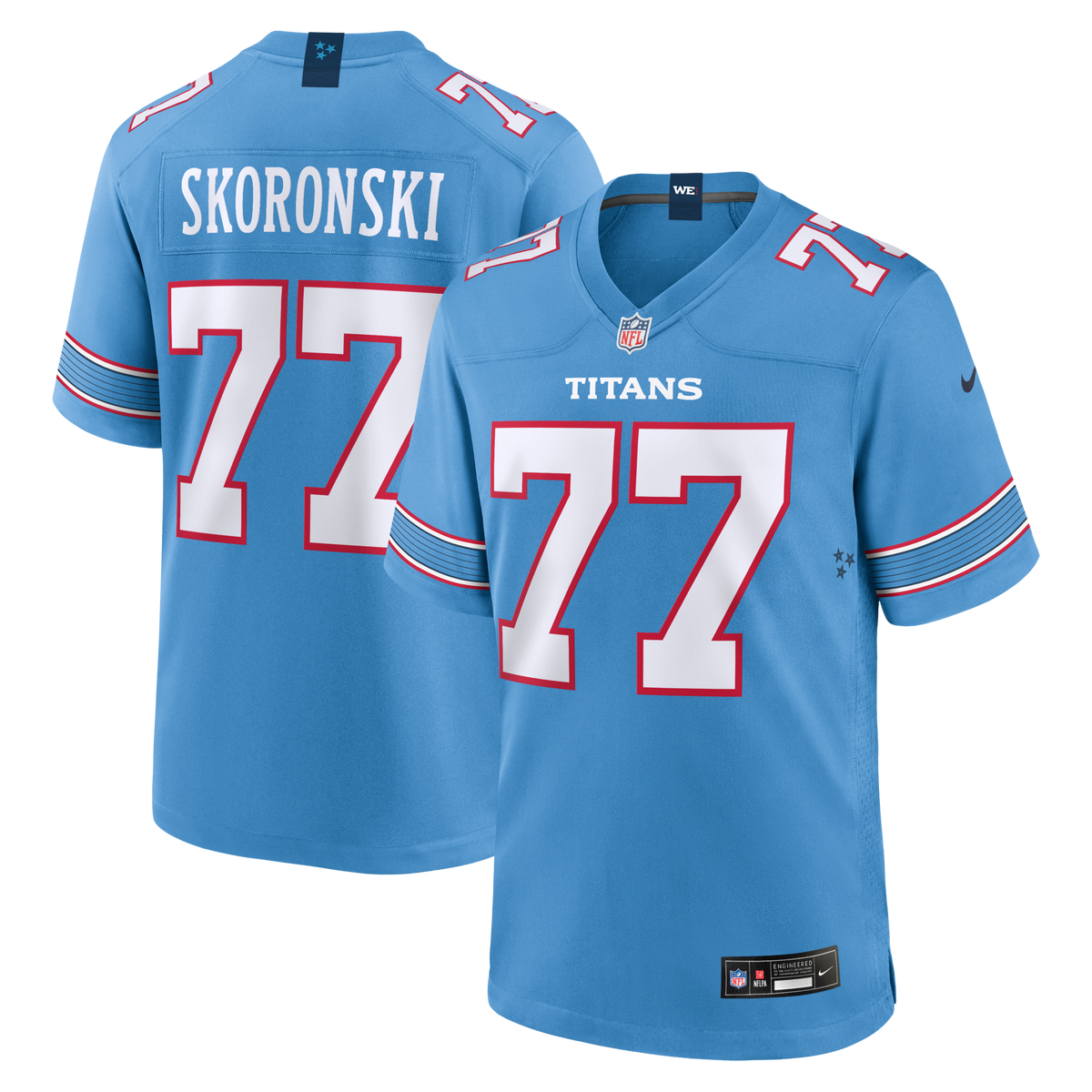 Tennessee Titans Peter Skoronski Light Blue Game Football Jersey