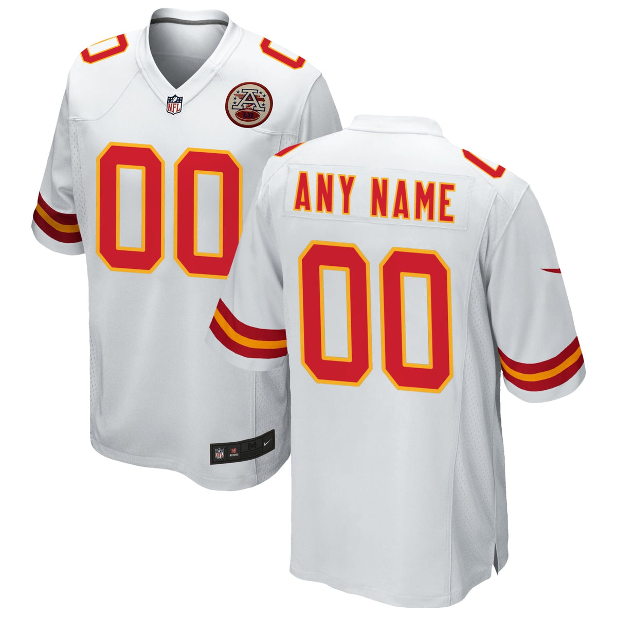 Kansas City Chiefs White Custom Game Football Jersey