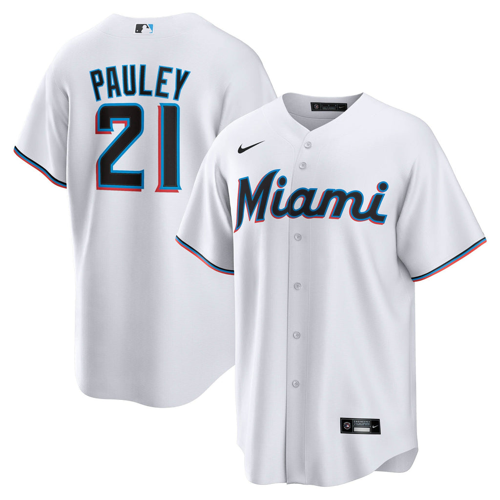 Miami Marlins Graham Pauley White Home Replica Baseball Jersey