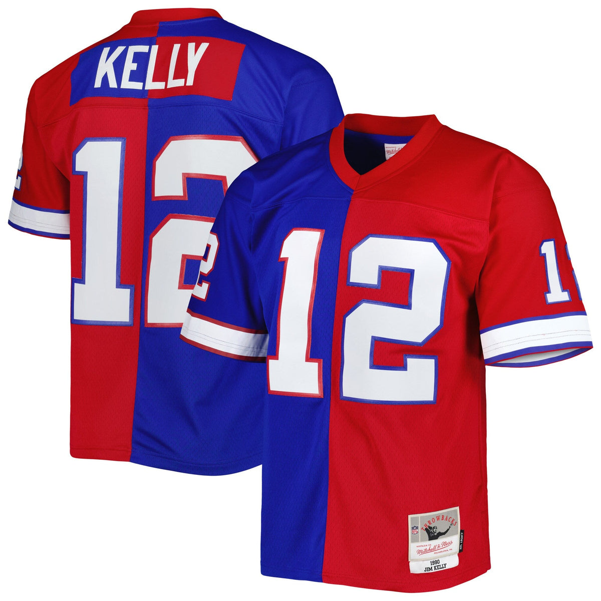 Buffalo Bills Jim Kelly Royal/Red 1990 Split Legacy Replica Football Jersey