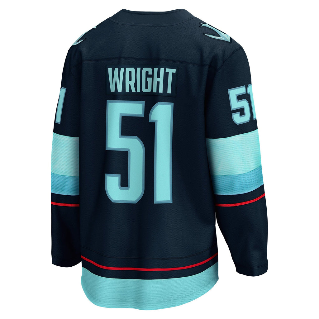 Seattle Kraken Shane Wright Deep Sea Blue Home Breakaway Player Hockey Jersey