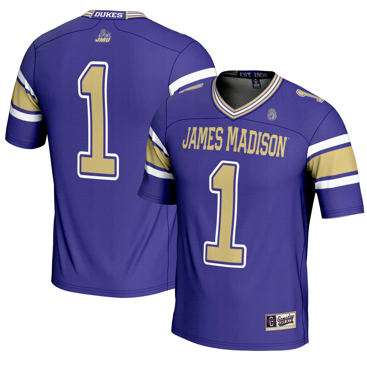 #1 James Madison Dukes Endzone Football Jersey - Purple