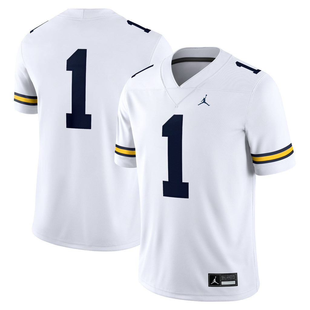 #1 White Michigan Wolverines Game Jersey