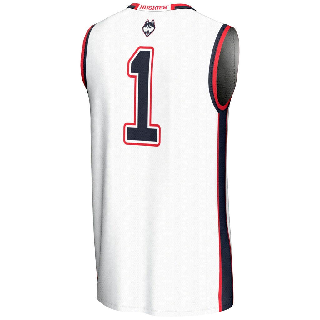 #1 UConn Huskies Lightweight Basketball Jersey - White