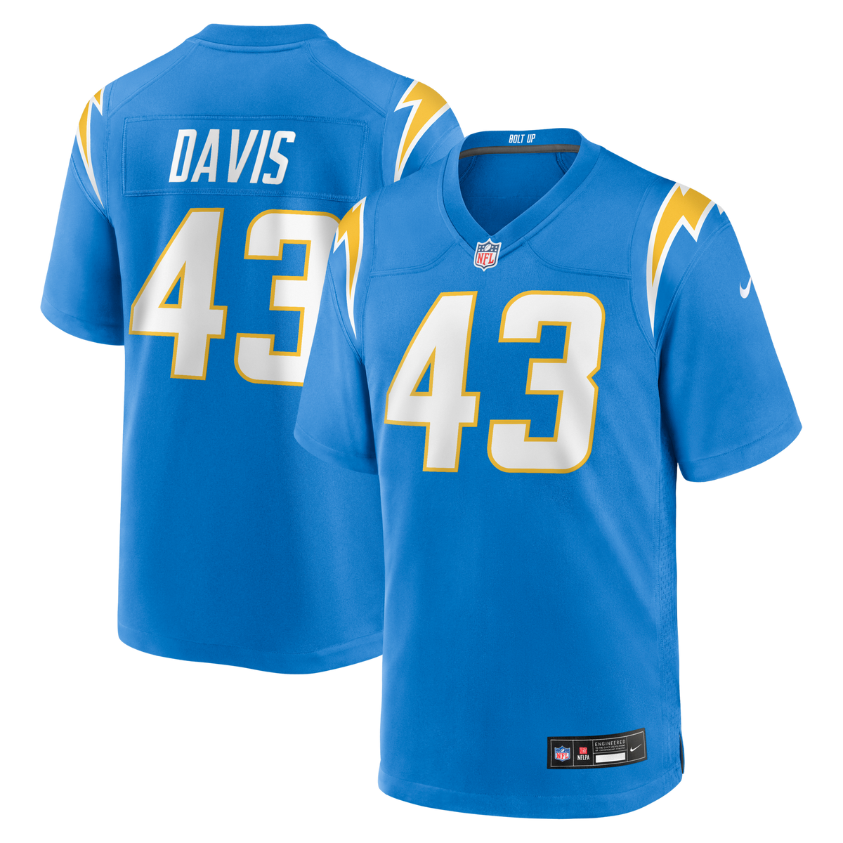Los Angeles Chargers Michael Davis Powder Blue Game Football Jersey