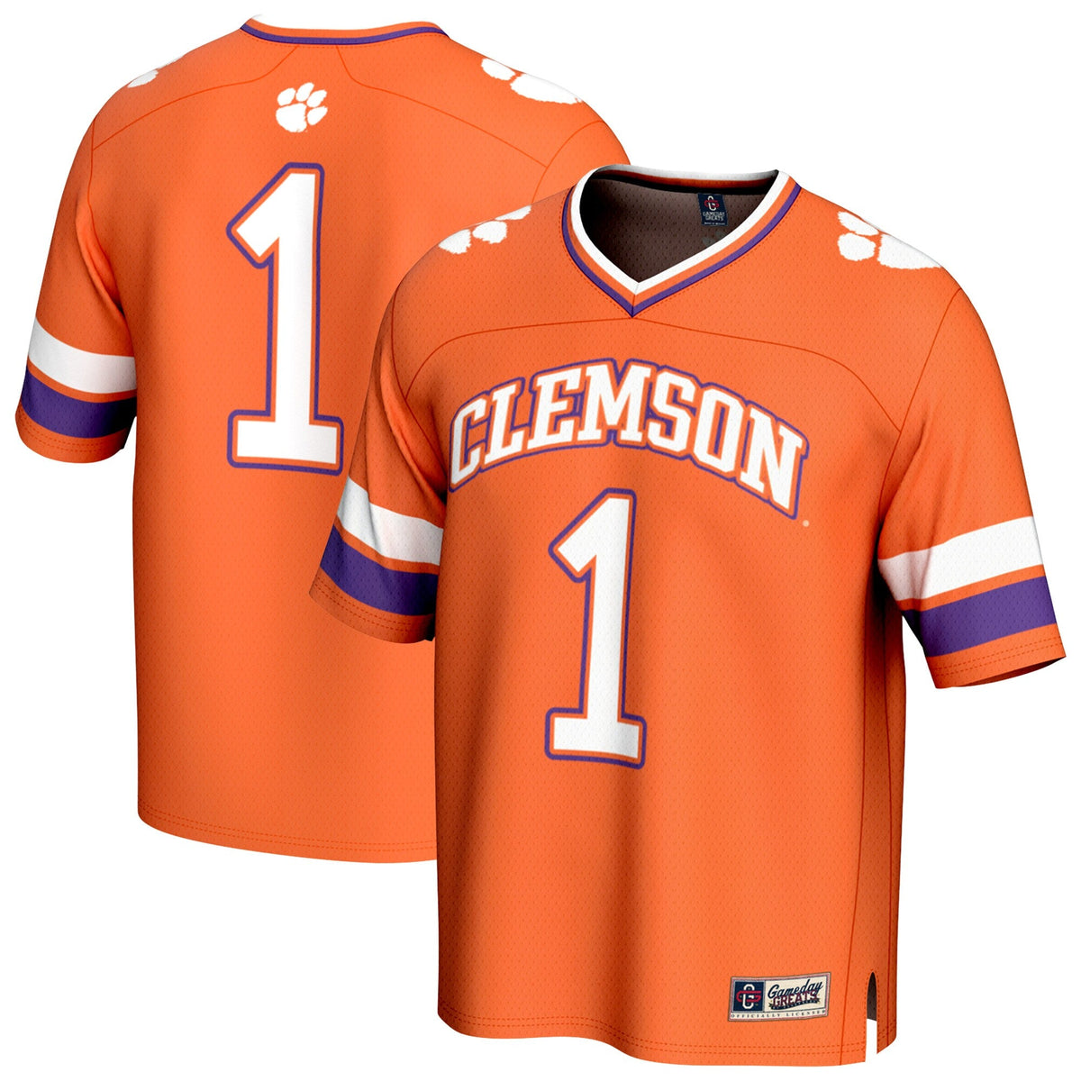 #1 Orange Clemson Tigers Lightweight Collegiate Football Fashion Jersey