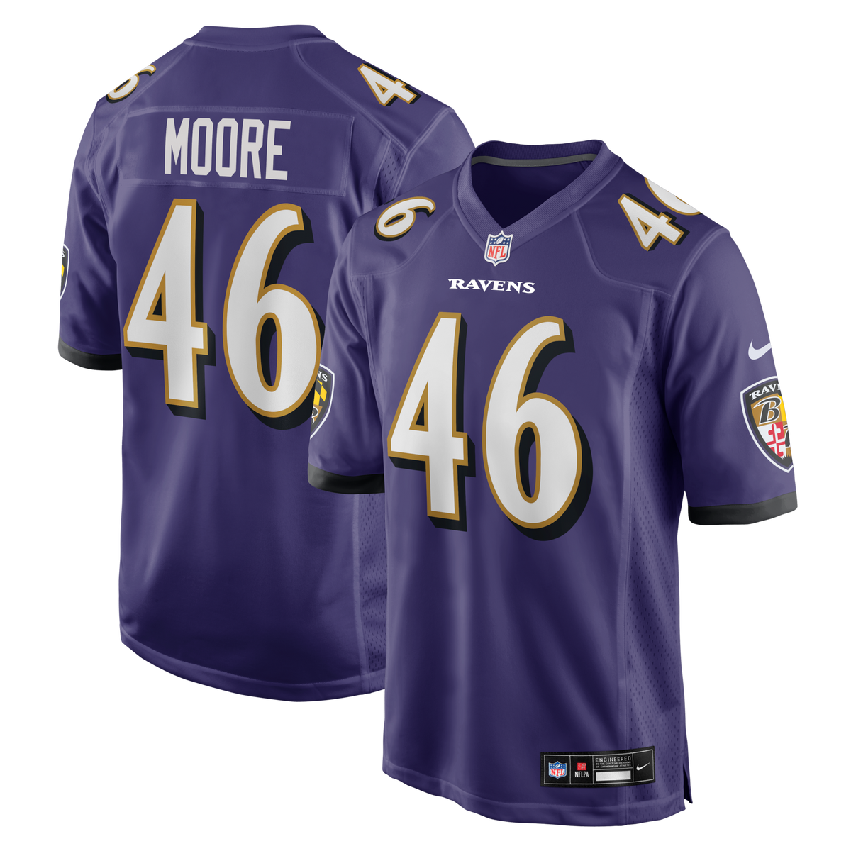 Baltimore Ravens Nick Moore Purple Game Football Jersey