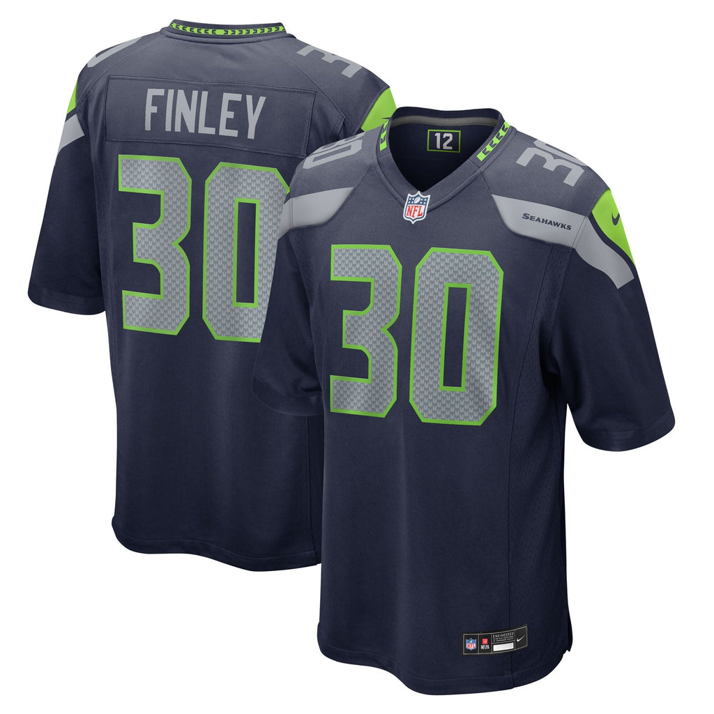 Seattle Seahawks AJ Finley College Navy Team Game Football Jersey