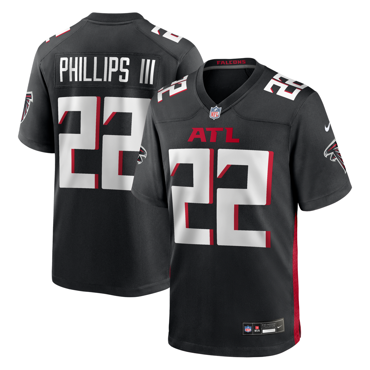 Atlanta Falcons Clark Phillips III Black Team Game Football Jersey