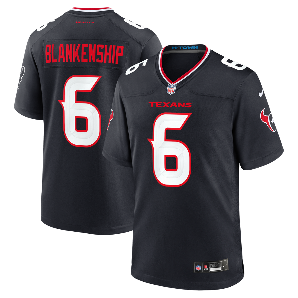 Houston Texans Reed Blankenship Navy Team Game Football Jersey