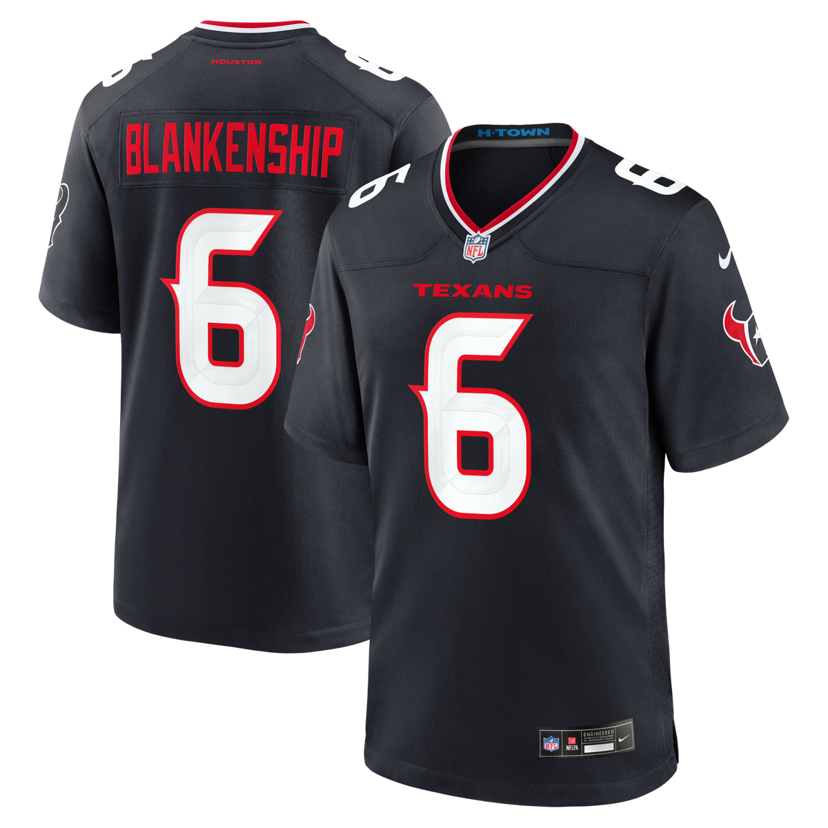 Houston Texans Reed Blankenship Navy Team Game Football Jersey