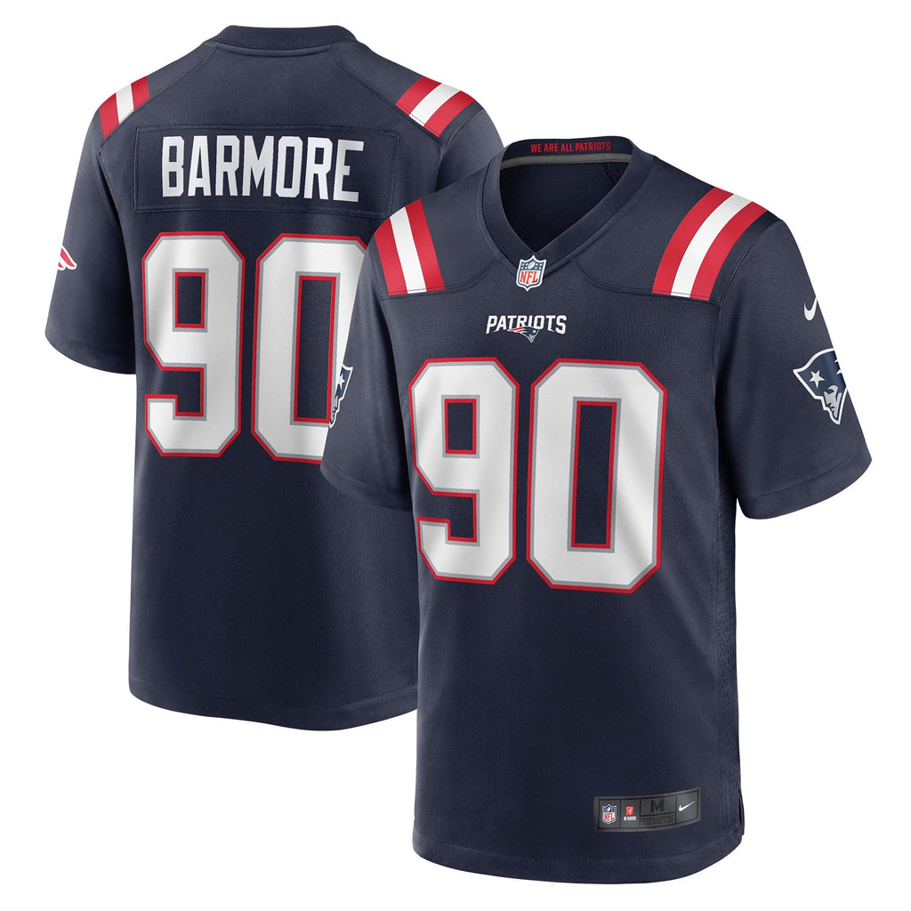 New England Patriots Christian Barmore Navy Player Game Football Jersey