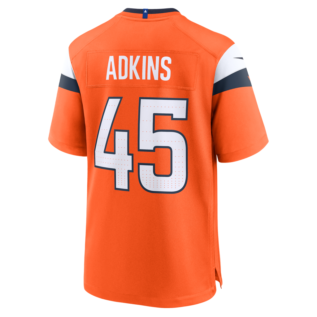 Denver Broncos Nate Adkins Orange Team Game Football Jersey