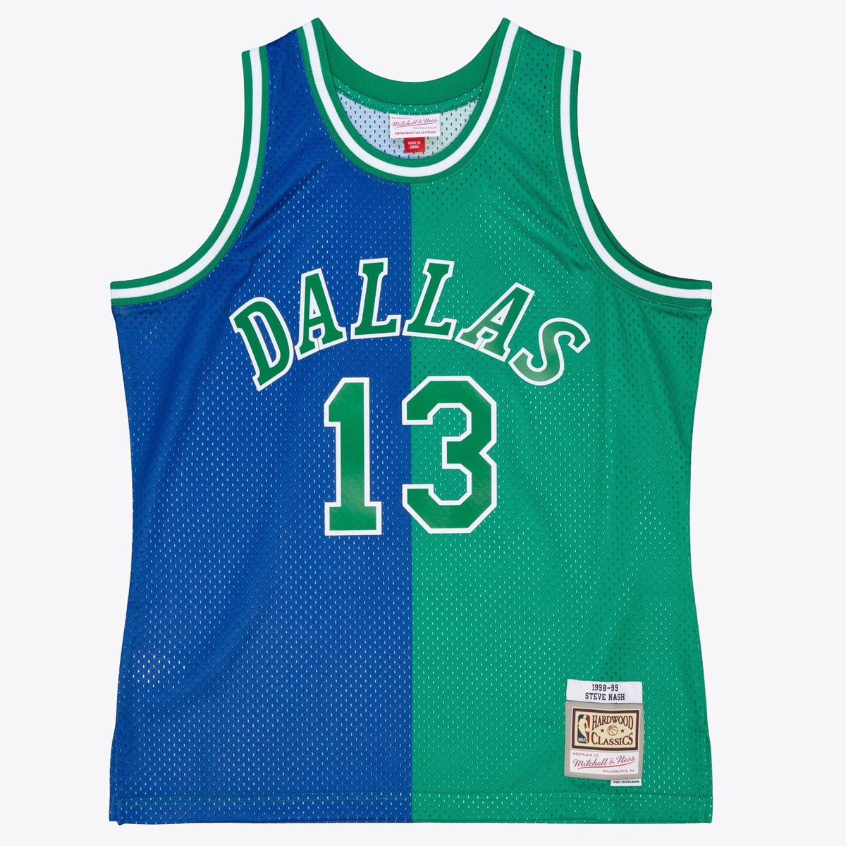 Dallas Mavericks Steve Nash 1998 Split Swingman Jersey - Blue/Green