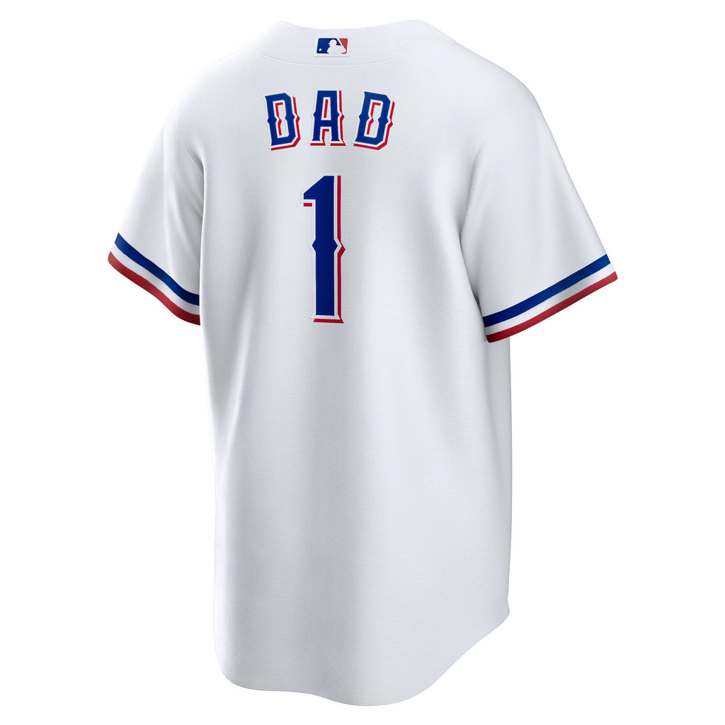 Texas Rangers White #1 Dad Home Replica Baseball Jersey