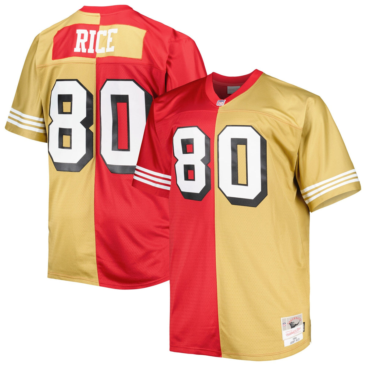 San Francisco 49ers Jerry Rice Scarlet/Gold Big & Tall Split Legacy Retired Player Replica Football Jersey