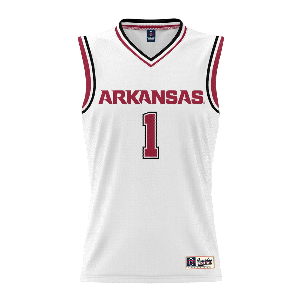 #1 White Arkansas Razorbacks Lightweight Basketball Jersey